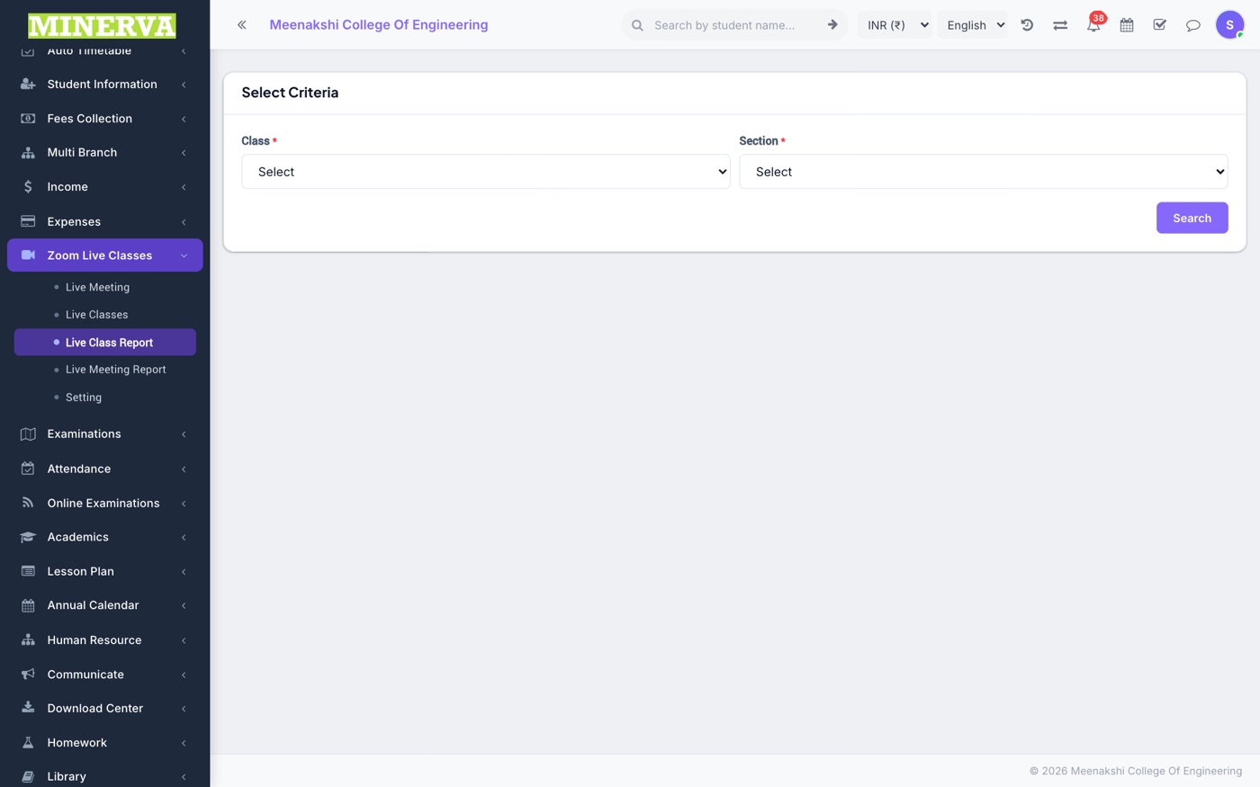 Reports & Setting screen