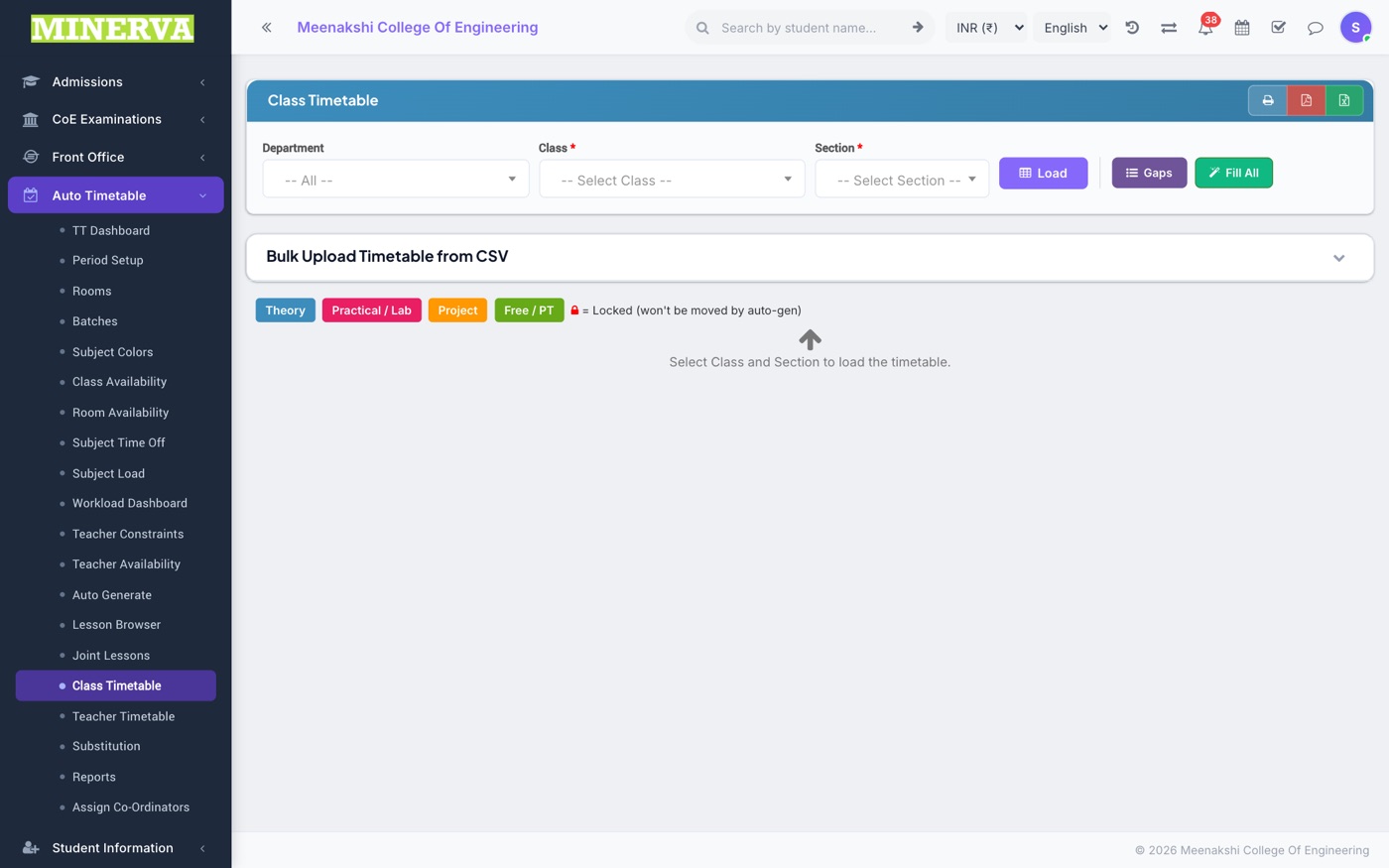 Class & Teacher Timetables screen